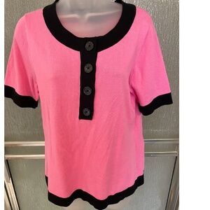 VINTAGE Ralf Lauren pink sweater/top with short sleeves, cotton ,,size L